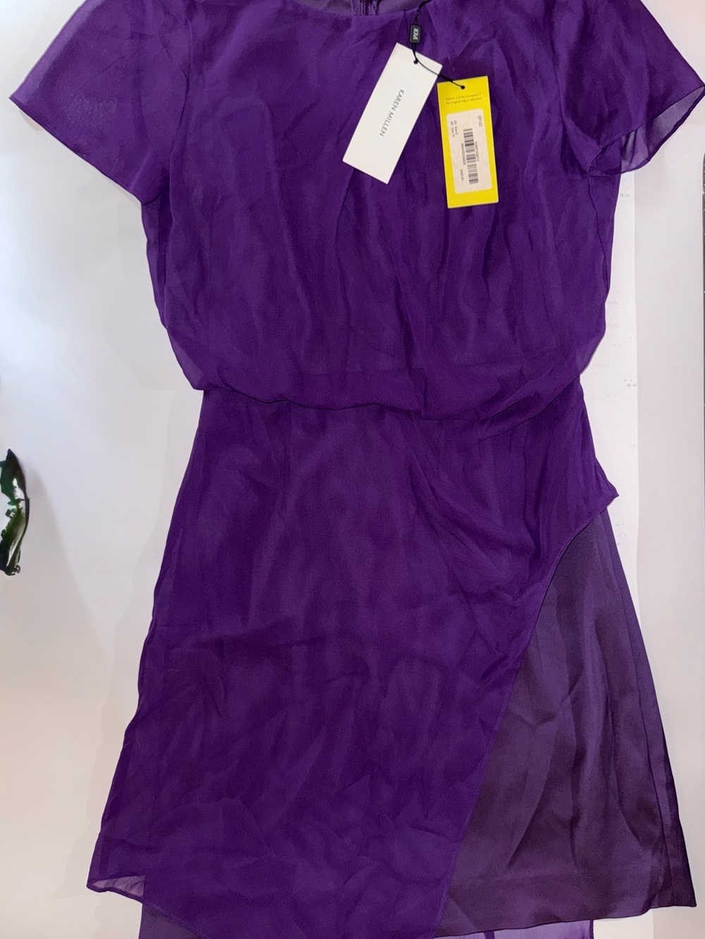 Karen Millen Purple High-Low Sheer Overlay Dress